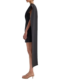 Sculptural Sash Wool-Blend Minidress