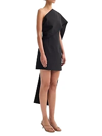 Sculptural Sash Wool-Blend Minidress