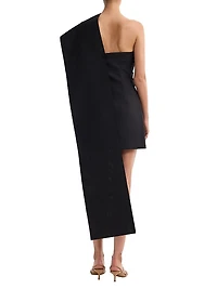 Sculptural Sash Wool-Blend Minidress