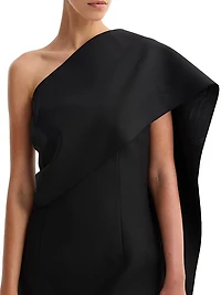 Sculptural Sash Wool-Blend Minidress