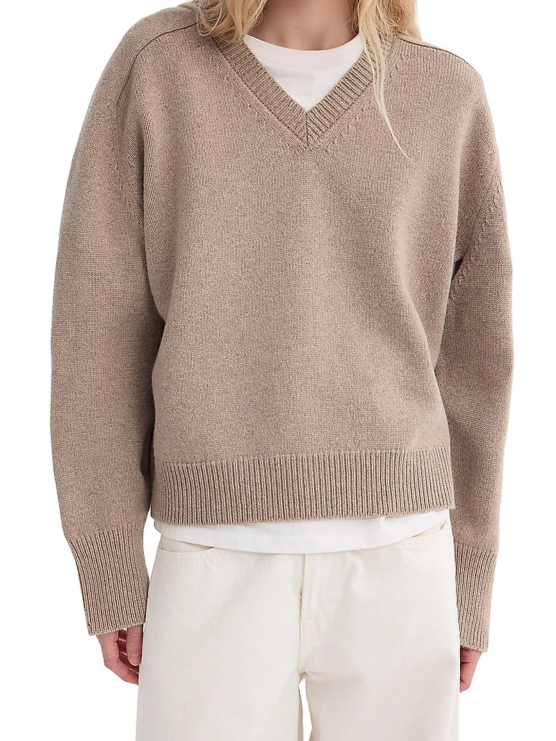 Sleeve Wrap Wool-Cashmere Sweater