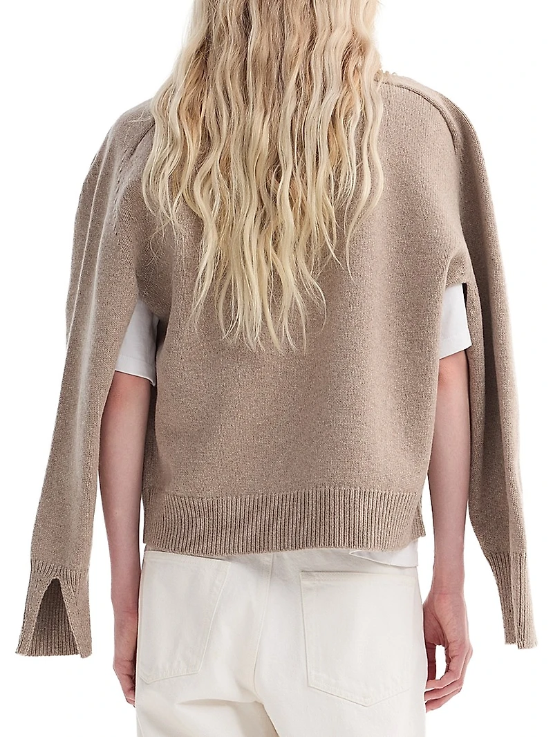 Sleeve Wrap Wool-Cashmere Sweater