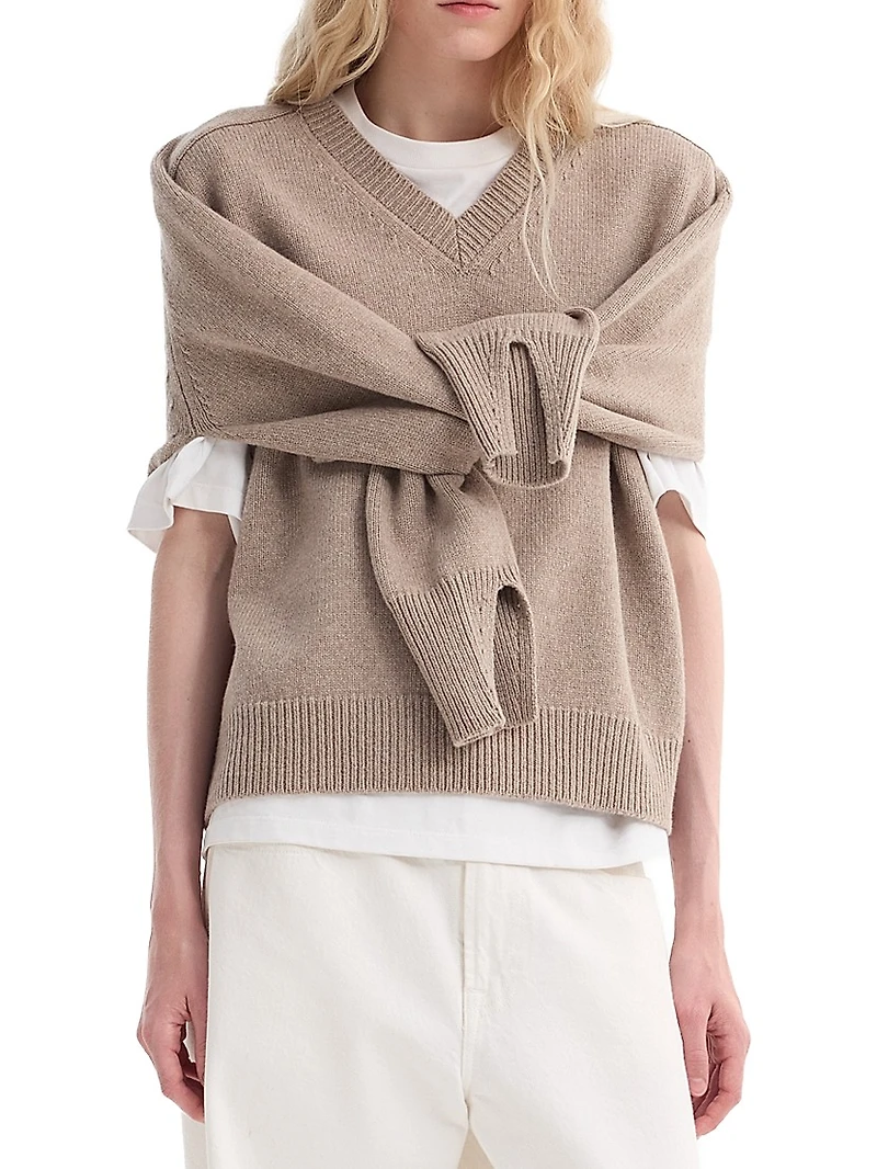 Sleeve Wrap Wool-Cashmere Sweater