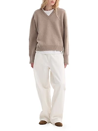 Sleeve Wrap Wool-Cashmere Sweater