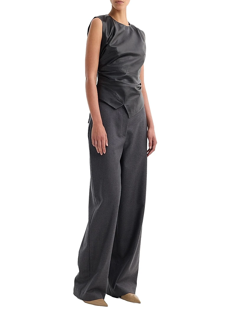 Draped Leather Top