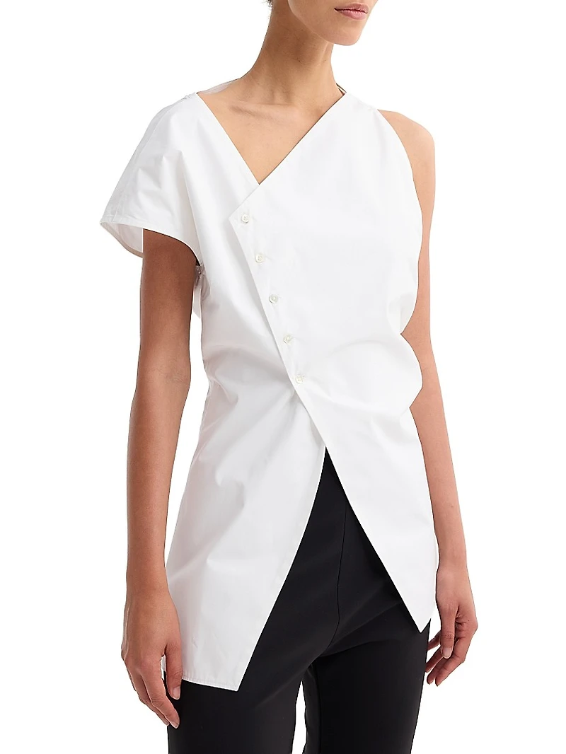 Asymmetrical Poplin Top