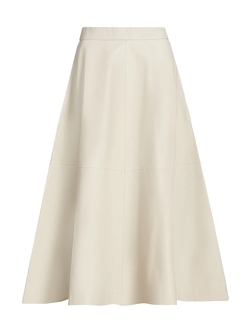 Voluminous A-Line Leather Skirt