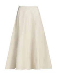 Voluminous A-Line Leather Skirt