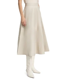 Voluminous A-Line Leather Skirt