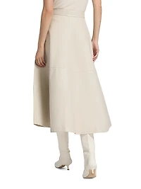 Voluminous A-Line Leather Skirt