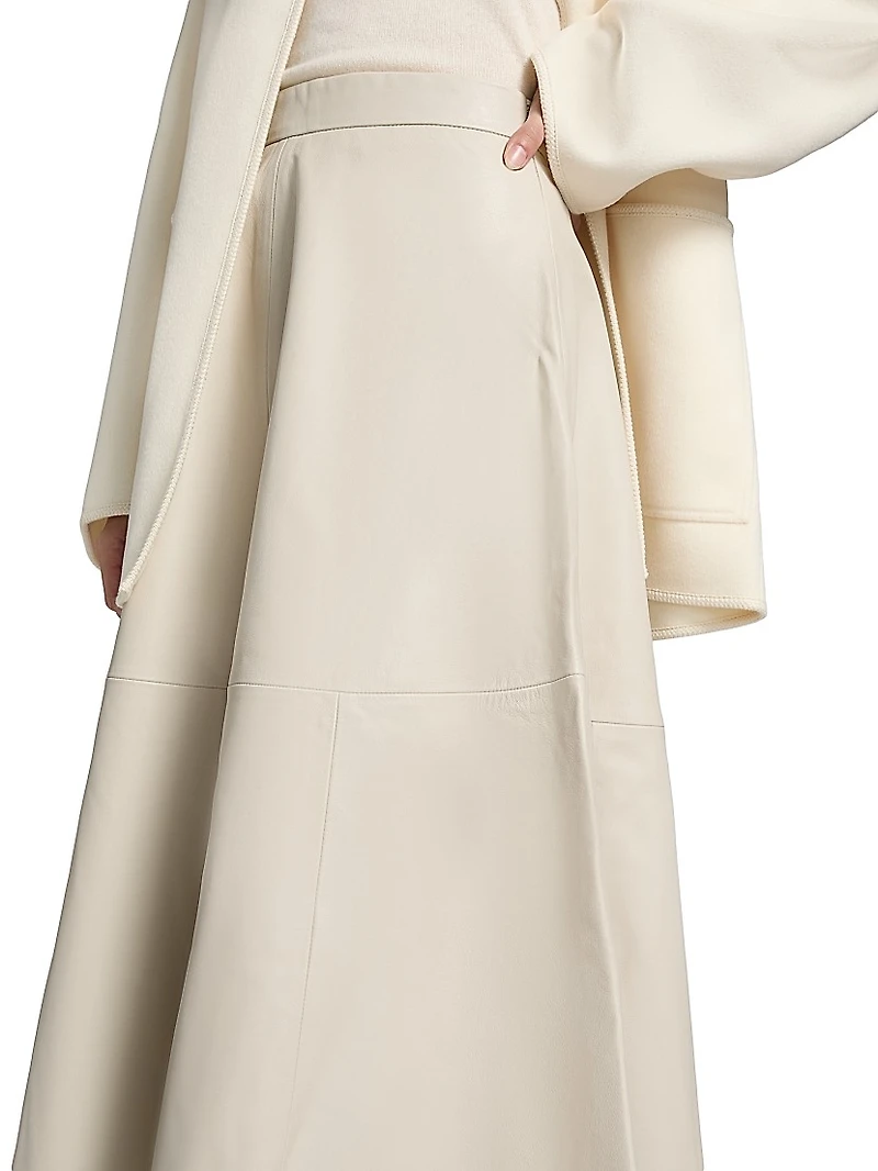 Voluminous A-Line Leather Skirt