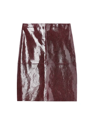 Snake-Embossed Leather Pencil Skirt
