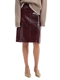 Snake-Embossed Leather Pencil Skirt