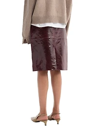 Snake-Embossed Leather Pencil Skirt