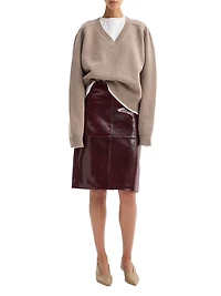 Snake-Embossed Leather Pencil Skirt