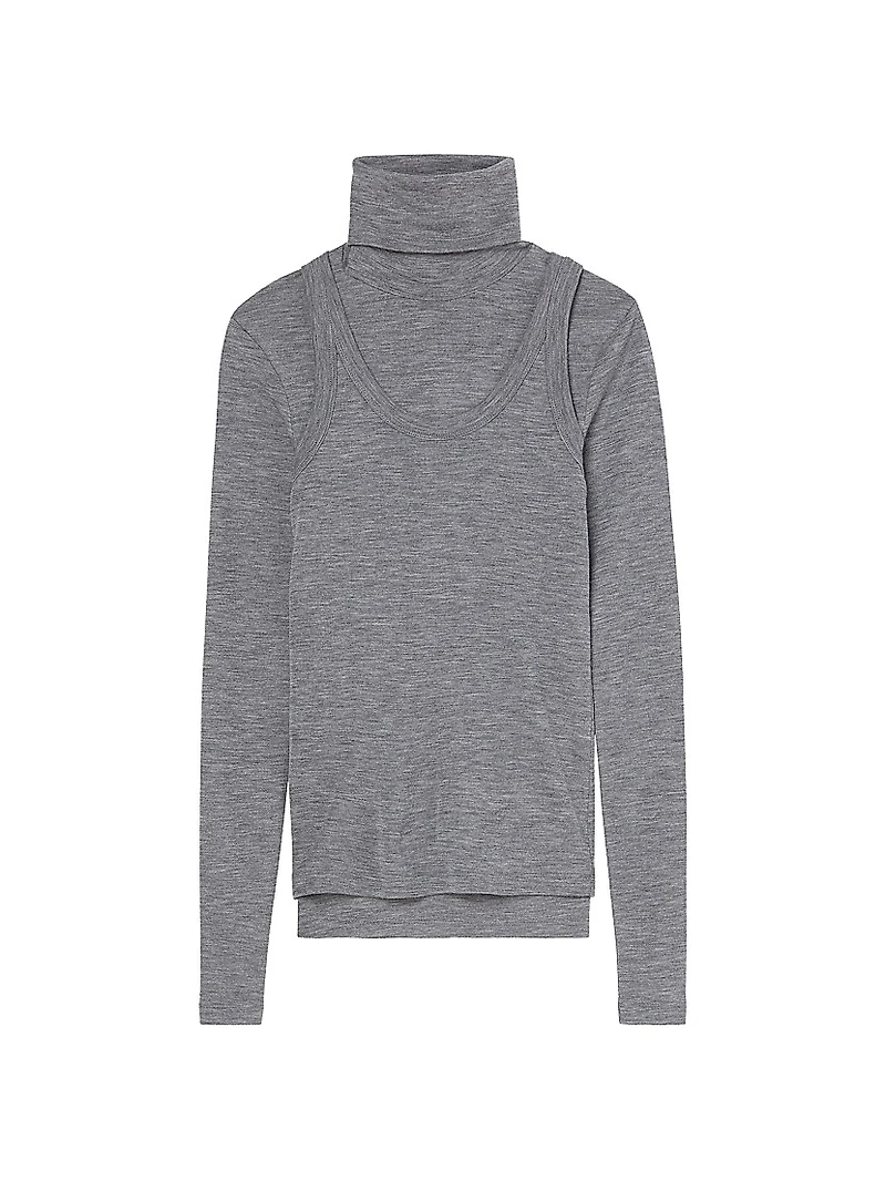 Double-Layer Merino Jersey Top