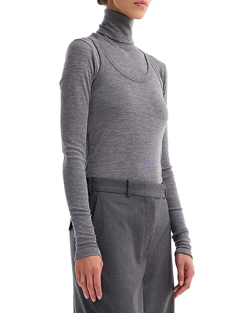 Double-Layer Merino Jersey Top