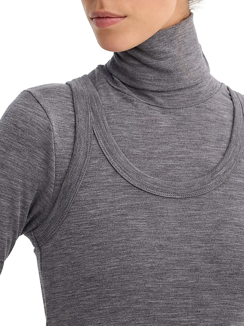Double-Layer Merino Jersey Top
