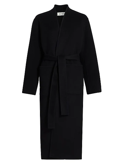 Double-Faced Wool Wrap Coat