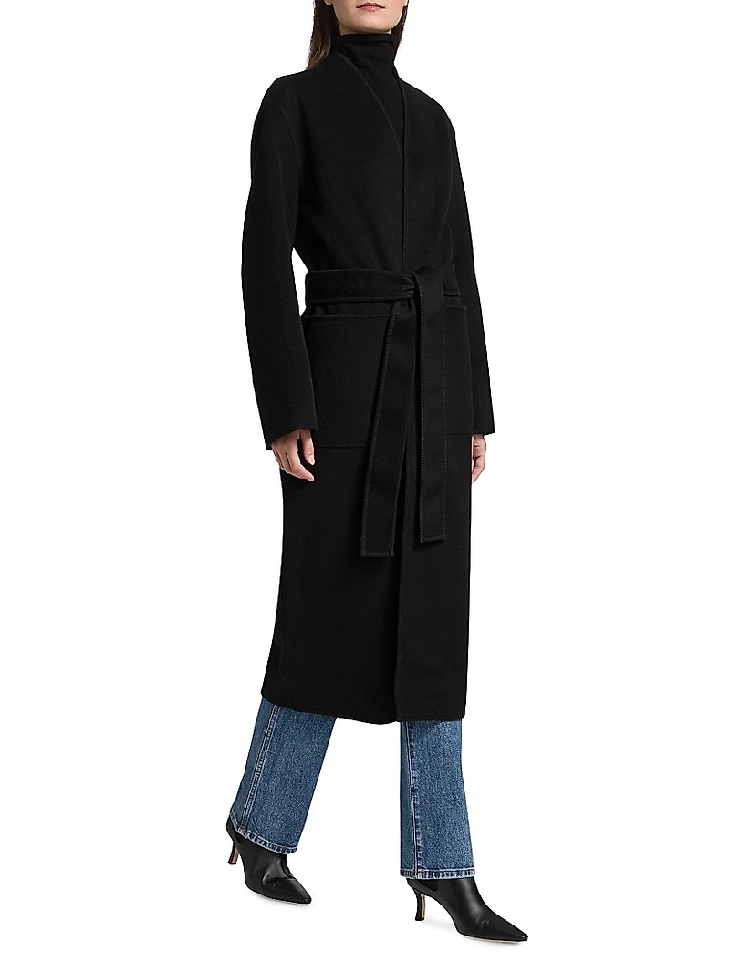 Double-Faced Wool Wrap Coat