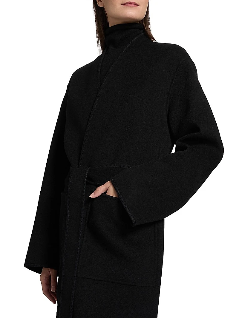 Double-Faced Wool Wrap Coat