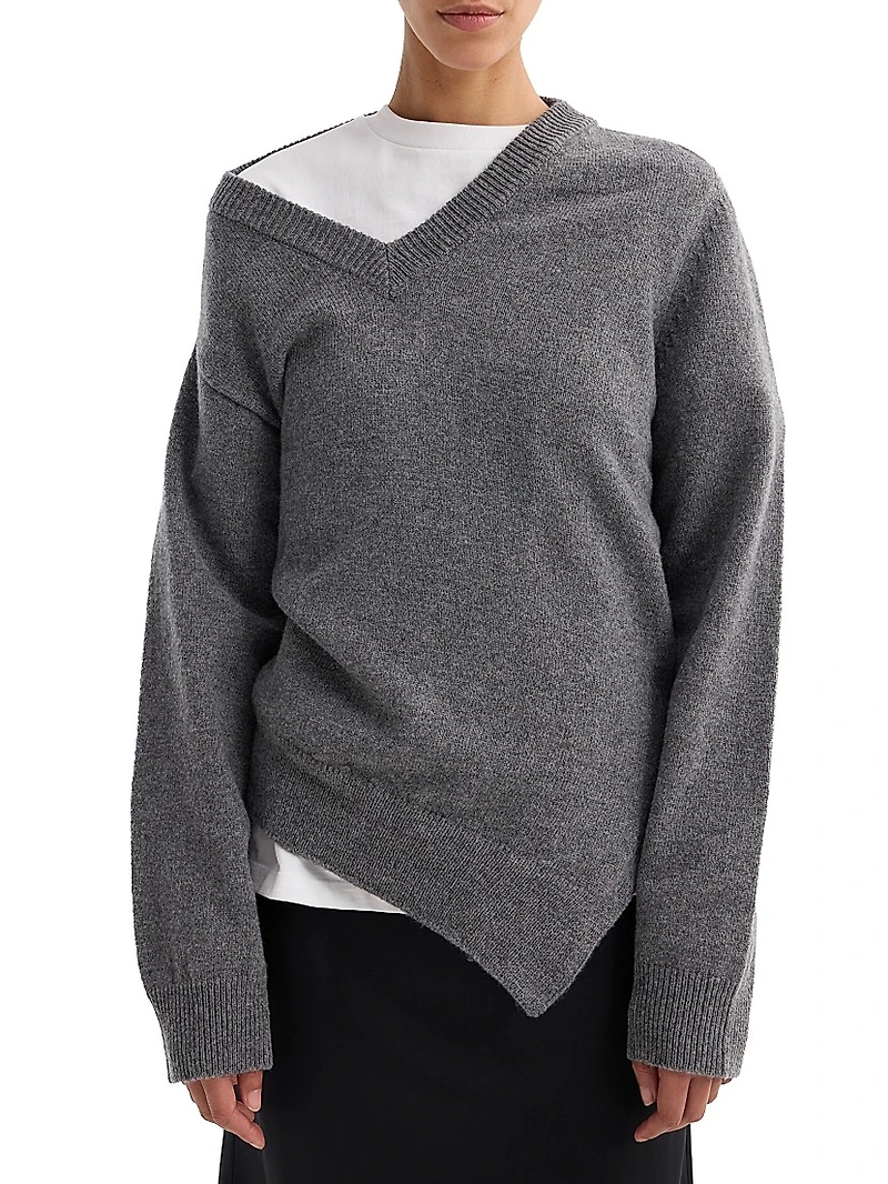 Two-Way Wool-Cashmere Deconstructed Sweater