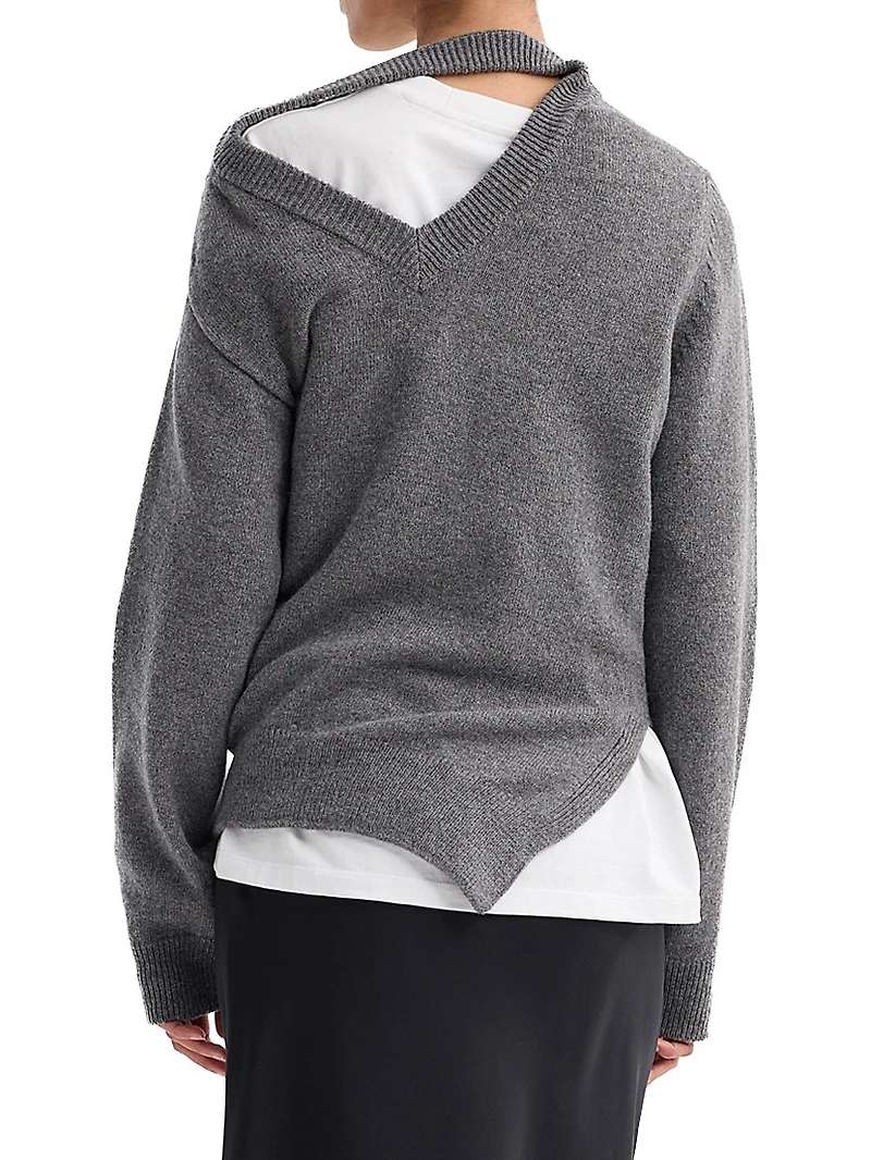 Two-Way Wool-Cashmere Deconstructed Sweater