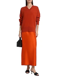 Sleeveless Silk V-Neck Column Gown
