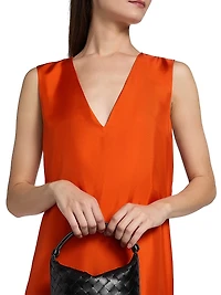 Sleeveless Silk V-Neck Column Gown