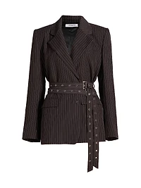 Axel Pinstripe Belted Blazer