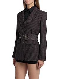 Axel Pinstripe Belted Blazer
