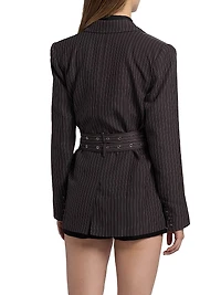 Axel Pinstripe Belted Blazer