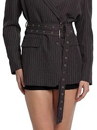 Axel Pinstripe Belted Blazer