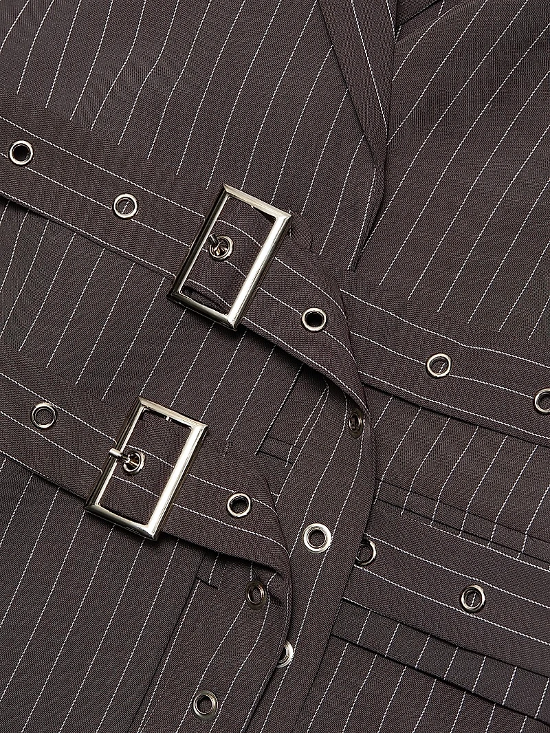 Axel Pinstripe Belted Blazer