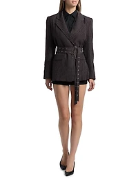 Axel Pinstripe Belted Blazer