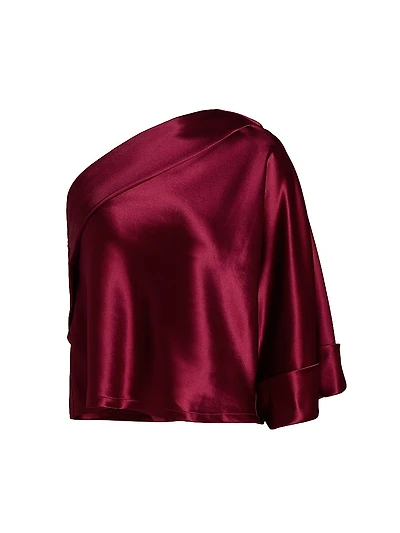 Manon Satin One-Shoulder Blouse