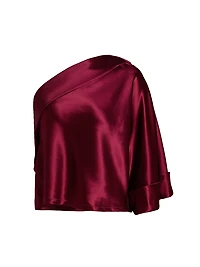 Manon Satin One-Shoulder Blouse