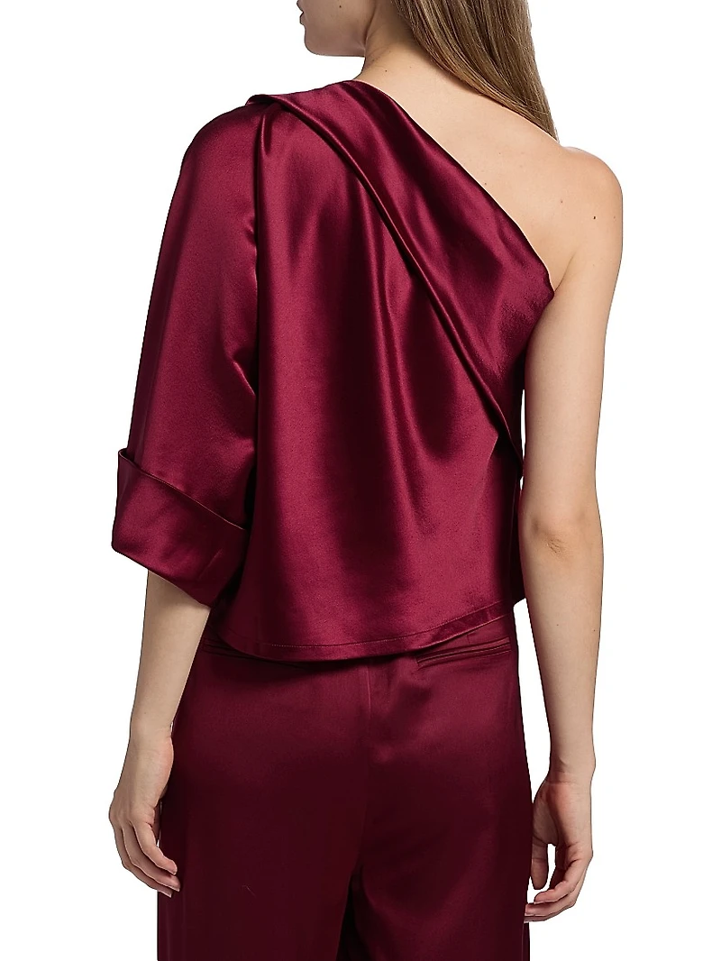 Manon Satin One-Shoulder Blouse