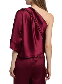 Manon Satin One-Shoulder Blouse