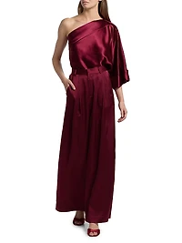 Manon Satin One-Shoulder Blouse