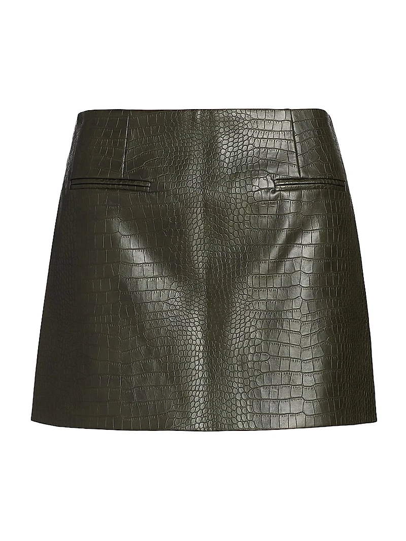 Baron Croc-Embossed Faux-Leather Miniskirt