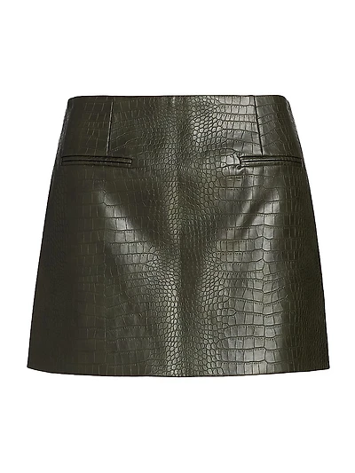 Baron Croc-Embossed Faux-Leather Miniskirt
