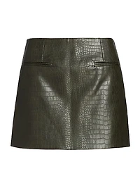 Baron Croc-Embossed Faux-Leather Miniskirt