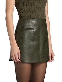 Baron Croc-Embossed Faux-Leather Miniskirt