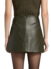 Baron Croc-Embossed Faux-Leather Miniskirt