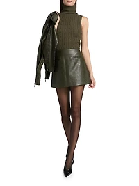 Baron Croc-Embossed Faux-Leather Miniskirt