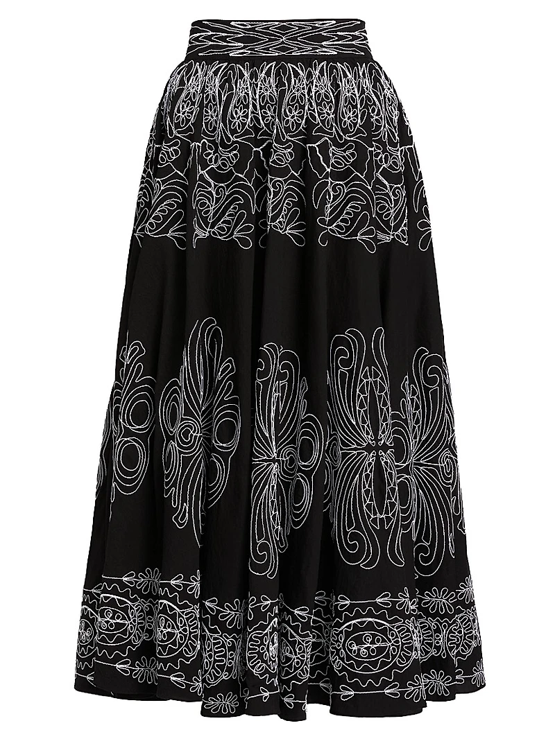 Oriana Sutache Embroidered Maxi Skirt