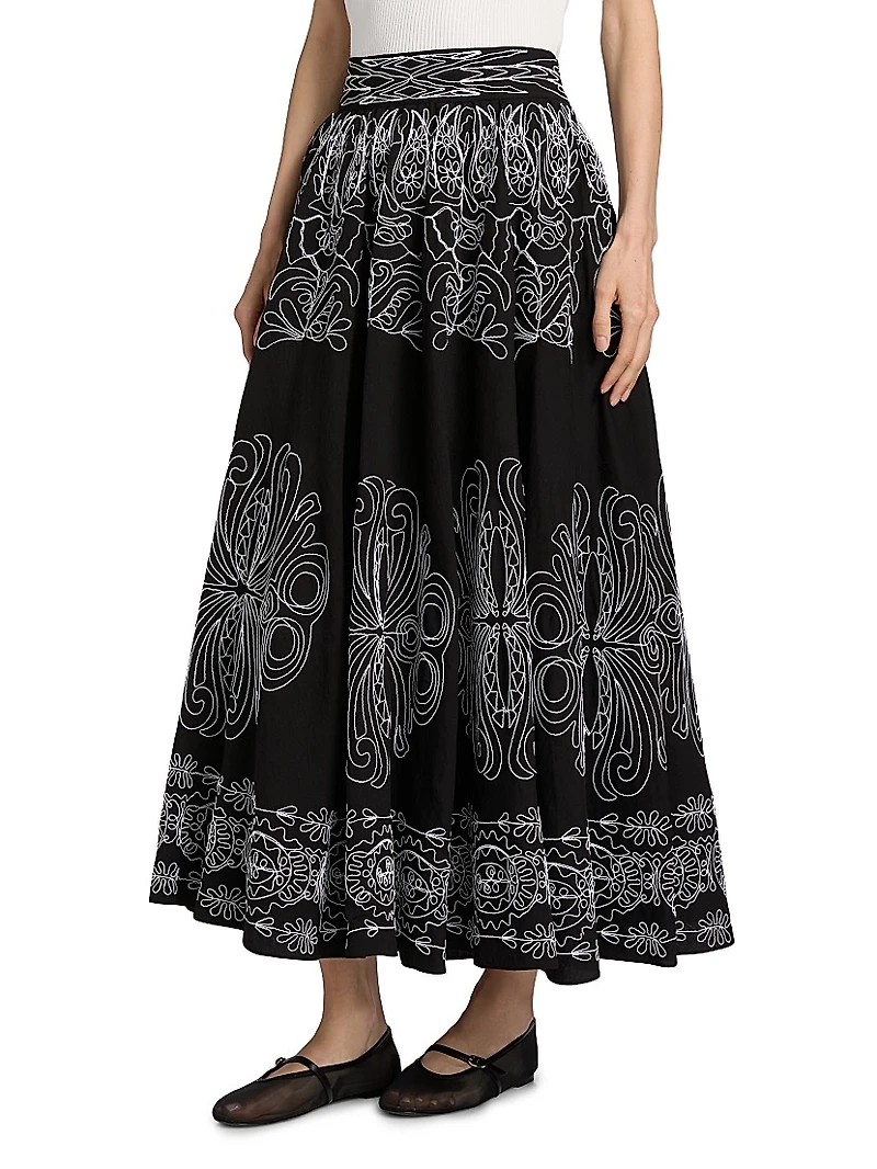 Oriana Sutache Embroidered Maxi Skirt