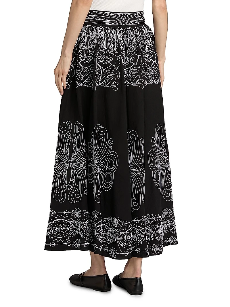 Oriana Sutache Embroidered Maxi Skirt