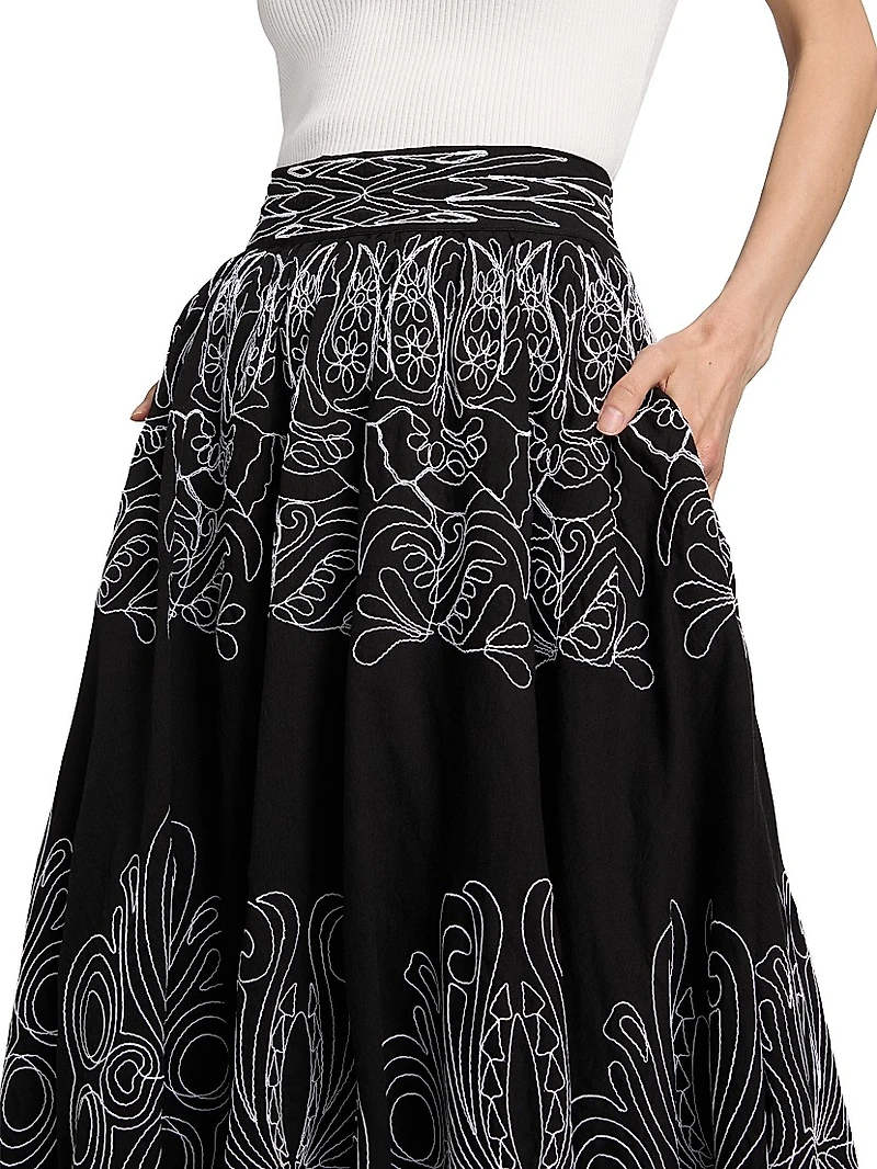 Oriana Sutache Embroidered Maxi Skirt